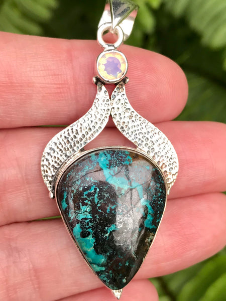 Chrysocolla and Opalite Pendant - Morganna’s Treasures 