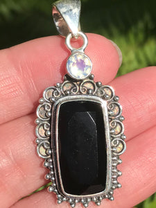 Black Onyx and Opalite Pendant - Morganna’s Treasures 