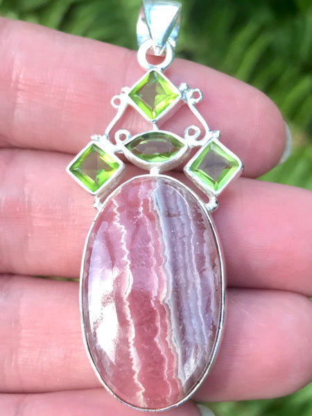 Rhodochrosite and Peridot Pendant - Morganna’s Treasures 