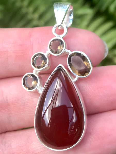 Carnelian and Smoky Quartz Pendant - Morganna’s Treasures 