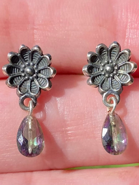 Mystic Topaz Flower Stud Earrings - Morganna’s Treasures 