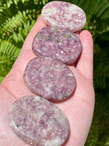 Lepidolite Palm Stones - Morganna’s Treasures 