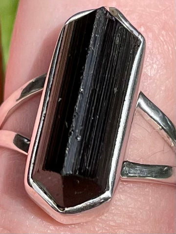 Rough Black Tourmaline Ring Size 8.5 - Morganna’s Treasures 