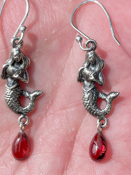 Garnet Mermaid Earrings - Morganna’s Treasures 