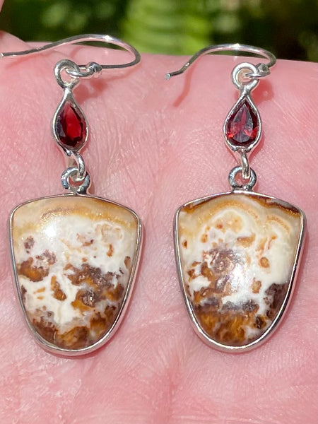 Australian Crazy Lace Agate and Garnet Earrings - Morganna’s Treasures 