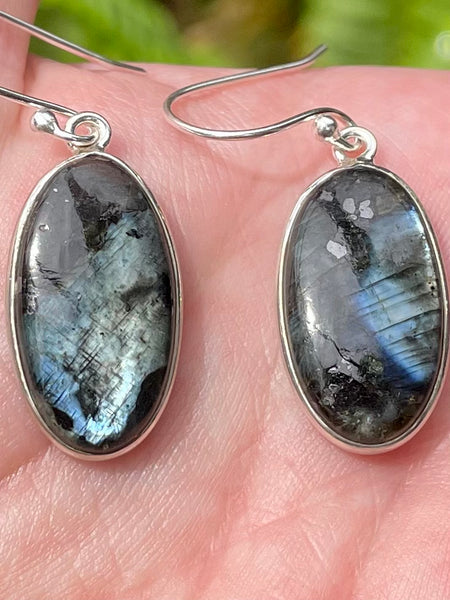 Larvikite (Black Moonstone) Earrings - Morganna’s Treasures 