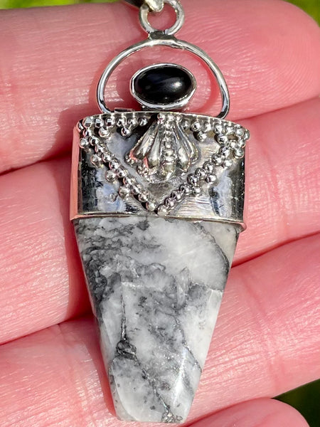 Pinolith Jasper and Black Onyx Pendant - Morganna’s Treasures 
