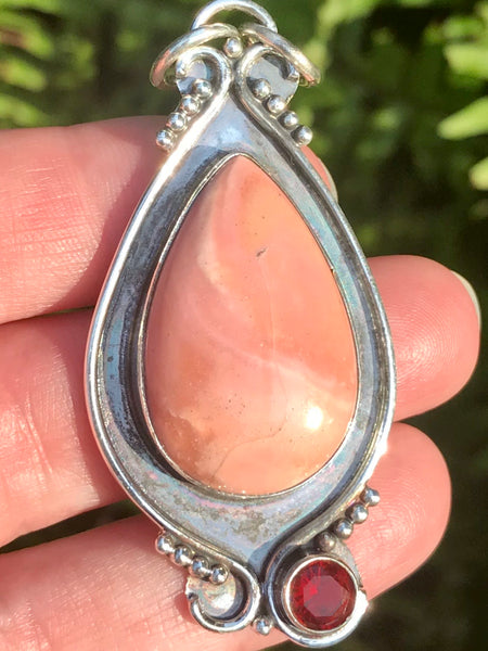 Pink Opal and Garnet Pendant - Morganna’s Treasures 