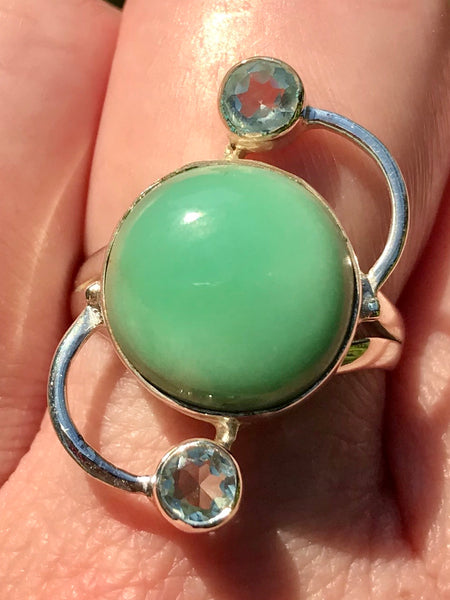 Green Aventurine and Blue Topaz Ring Size 8 - Morganna’s Treasures 