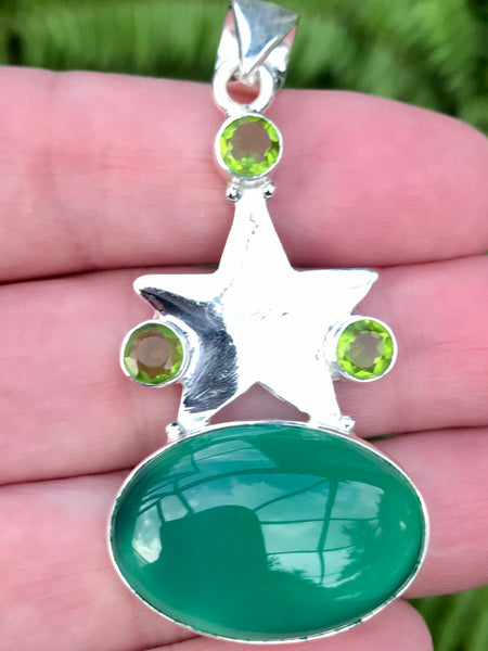 Green Onyx and Peridot Pendant - Morganna’s Treasures 