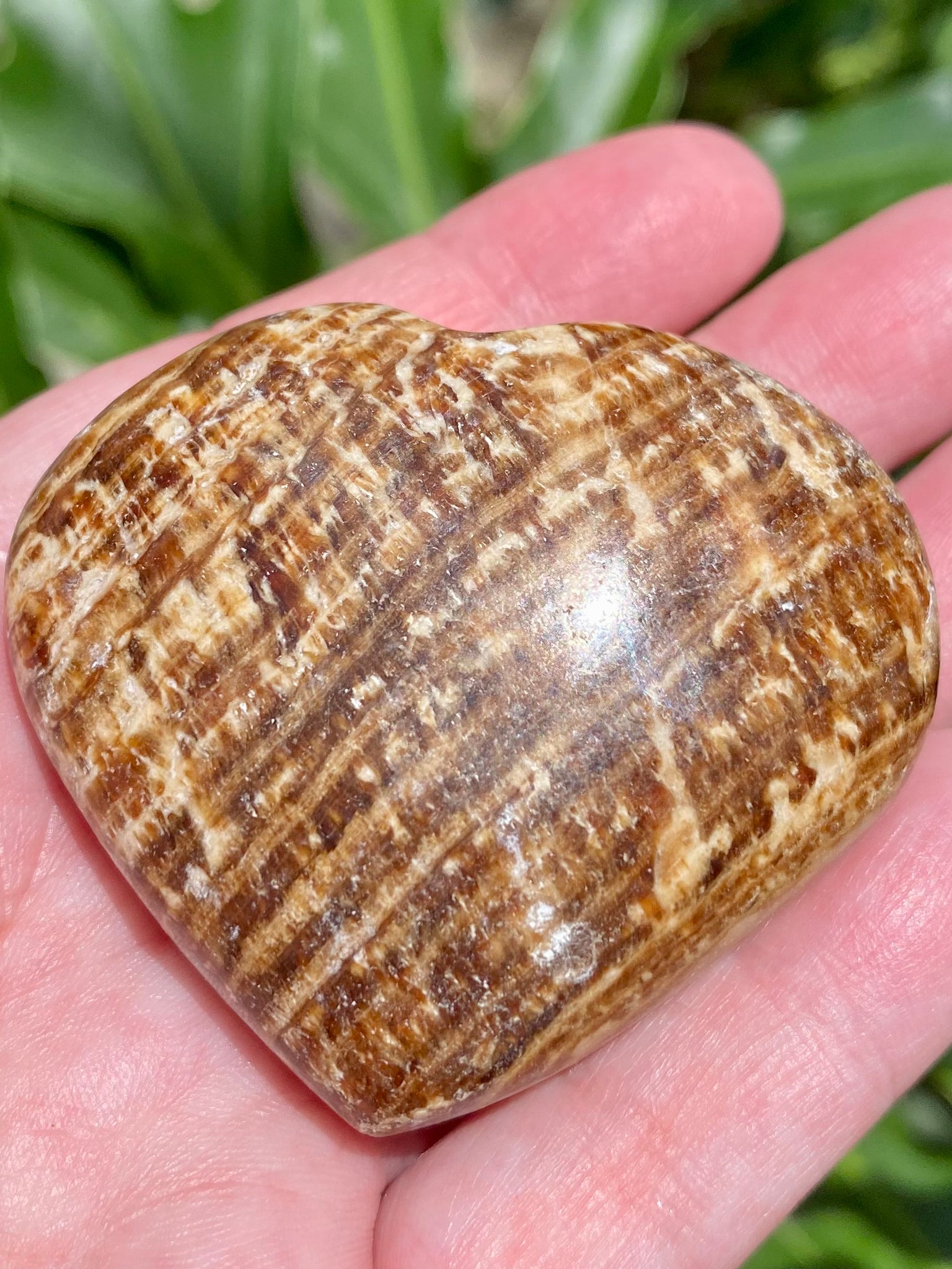 Aragonite Heart Palm Stone - Morganna’s Treasures 