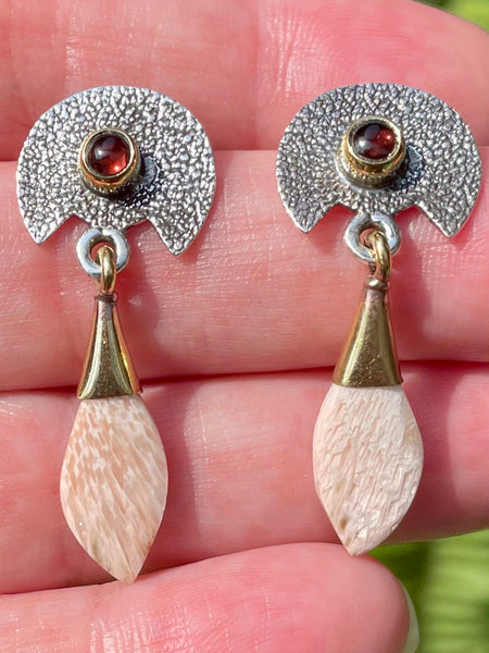 Orange Scolecite and Garnet Earrings - Morganna’s Treasures 