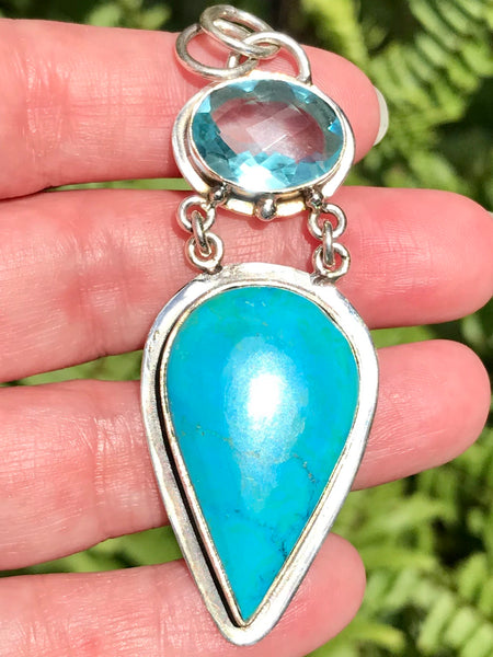 Magnesite Turquoise and Blue Topaz Pendant - Morganna’s Treasures 