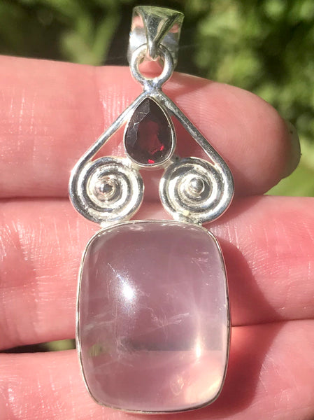 Rose Quartz and Garnet Pendant - Morganna’s Treasures 