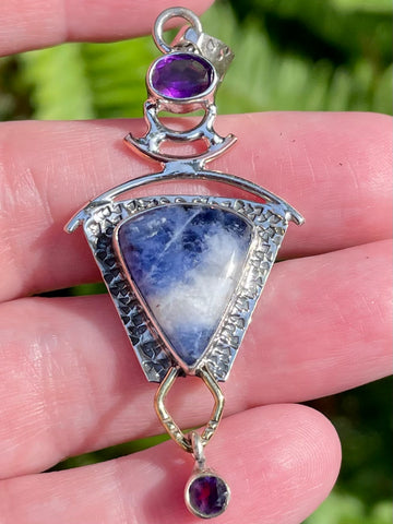 Sodalite and Purple Amethyst Pendant - Morganna’s Treasures 