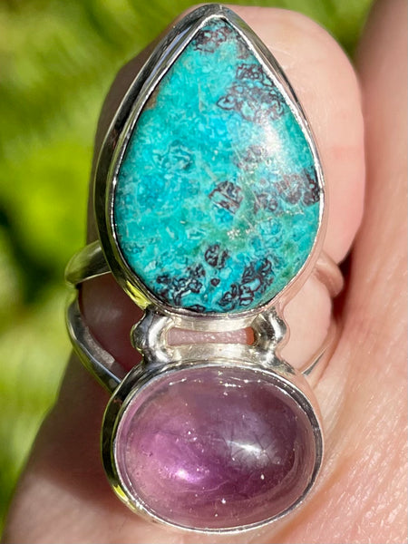 Beautiful Shattuckite and Amethyst Ring Size 6.5 - Morganna’s Treasures 