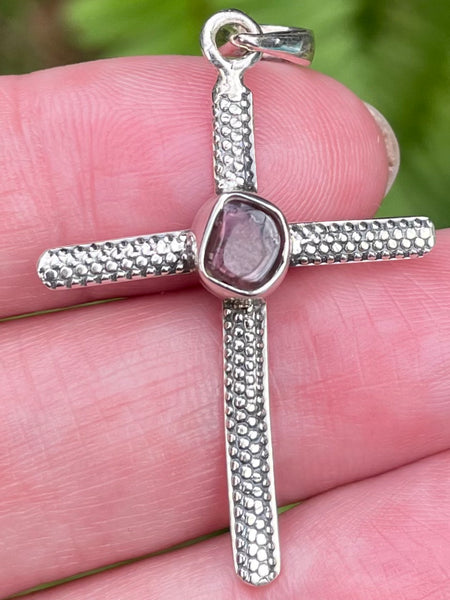 Pink Tourmaline Cross Pendant - Morganna’s Treasures 