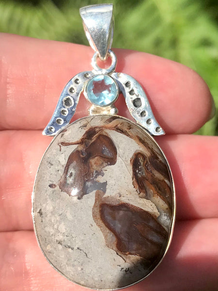 Rock Chalcedony and Blue Topaz Pendant - Morganna’s Treasures 