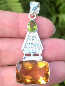 Morganite and Peridot Pendant - Morganna’s Treasures 