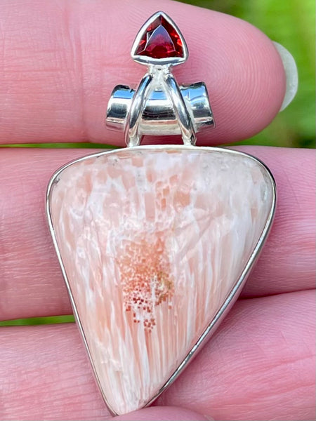 Orange Scolecite and Garnet Pendant - Morganna’s Treasures 