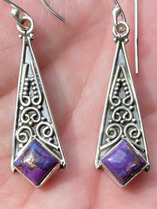 Purple Copper Turquoise Earrings - Morganna’s Treasures 
