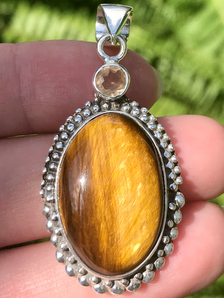 Tigers Eye and Morganite Pendant - Morganna’s Treasures 