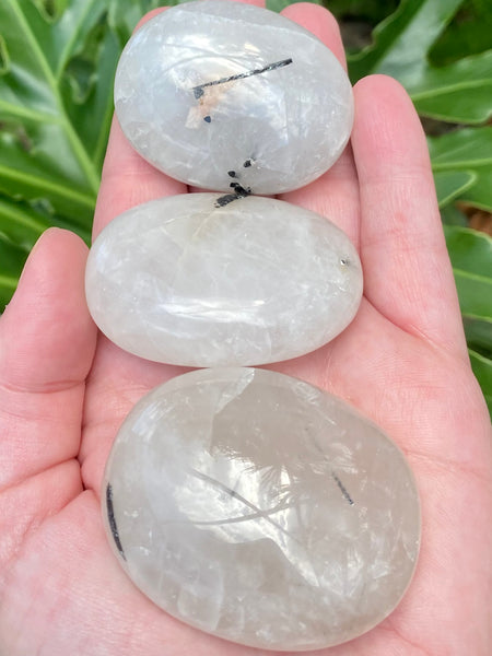 Tourmalinated Quartz Palm Stones - Morganna’s Treasures 