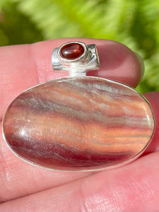 Rainbow Fluorite and Garnet Pendant - Morganna’s Treasures 