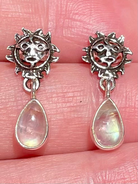 Sun Rainbow Moonstone Studded Earrings - Morganna’s Treasures 