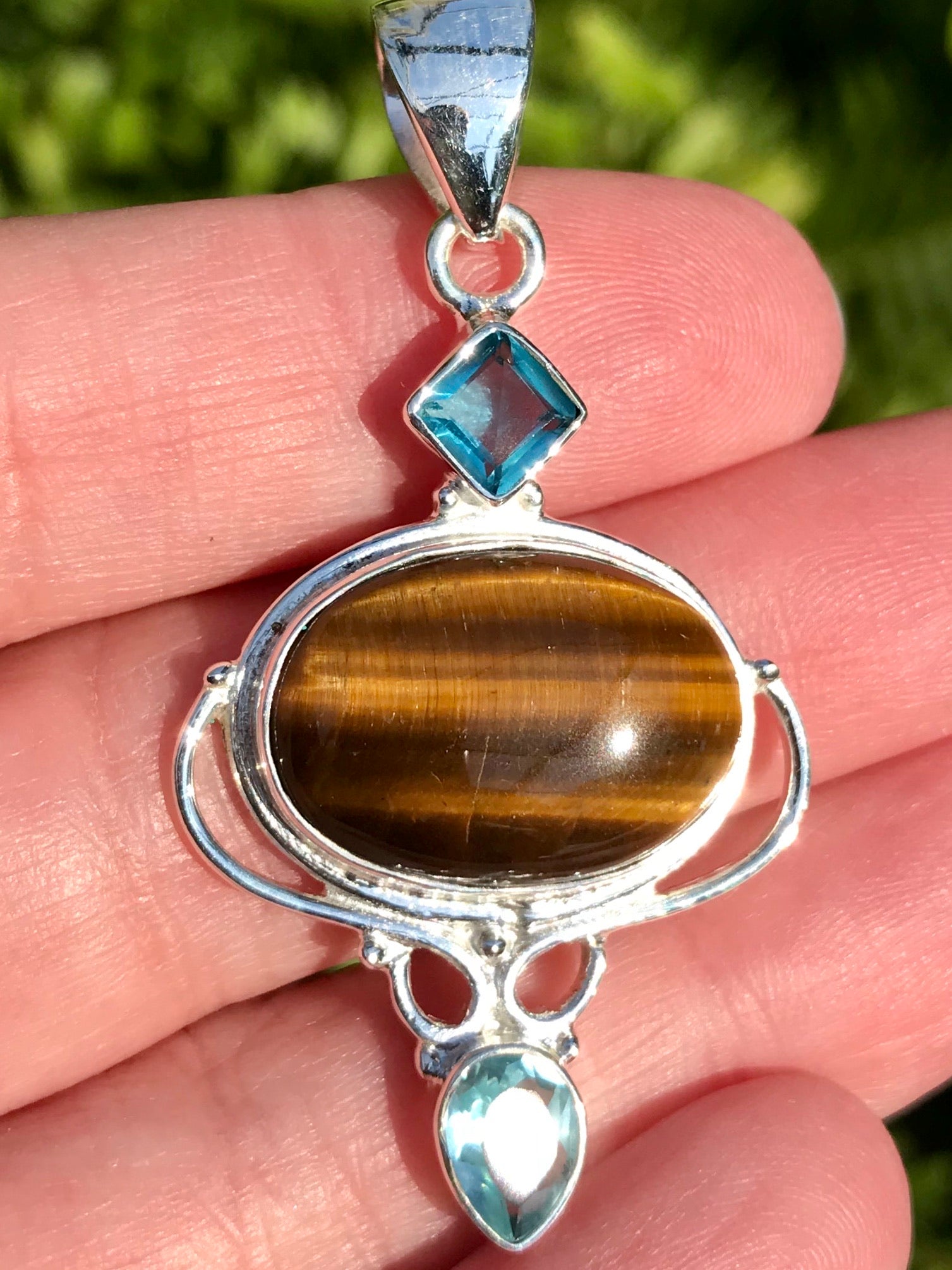 Tigers Eye and Blue Topaz Pendant - Morganna’s Treasures 