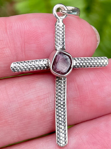 Pink Tourmaline Cross Pendant - Morganna’s Treasures 