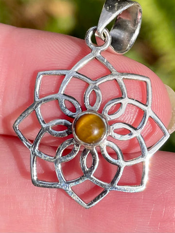 Tigers Eye Lotus Pendant - Morganna’s Treasures 