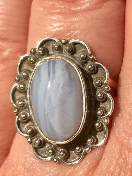 Blue Lace Agate Cocktail Ring Size 6.5 - Morganna’s Treasures 