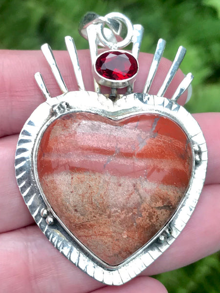 Red Jasper and Garnet Heart Pendant - Morganna’s Treasures 