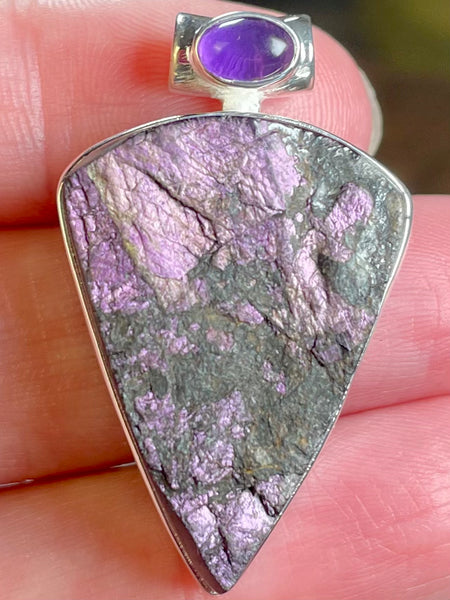 Rough Purpurite and Amethyst Pendant - Morganna’s Treasures 