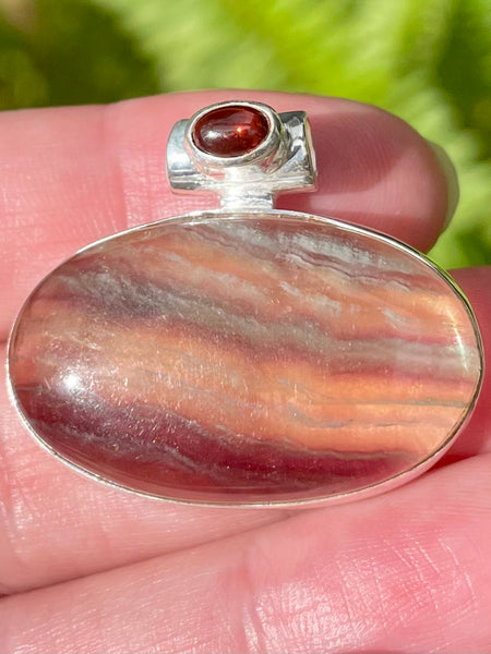 Rainbow Fluorite and Garnet Pendant - Morganna’s Treasures 