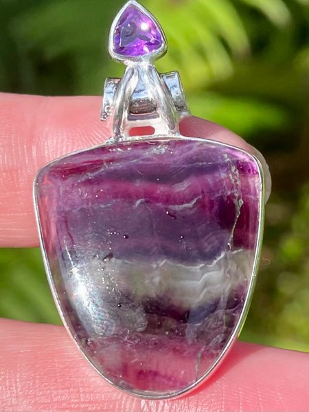 Blue John Fluorite and Purple Amethyst Pendant - Morganna’s Treasures 