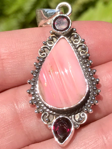 Pink Opal and Garnet Pendant - Morganna’s Treasures 