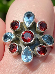 Garnet and Blue Topaz Ring Size 8 - Morganna’s Treasures 