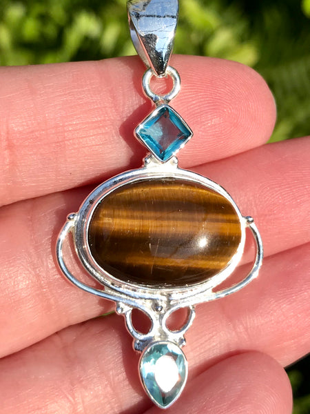 Tigers Eye and Blue Topaz Pendant - Morganna’s Treasures 