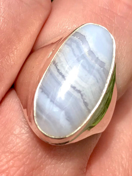 Blue Lace Agate Cocktail Ring Size 7.5 - Morganna’s Treasures 