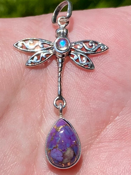 Labradorite and Turquoise Dragonfly Pendant - Morganna’s Treasures 