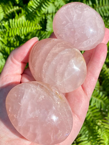 High Quality Medium Rose Quartz Palm Stone - Morganna’s Treasures 