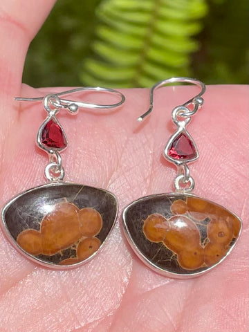 Peanut Obsidian and Garnet Earrings - Morganna’s Treasures 