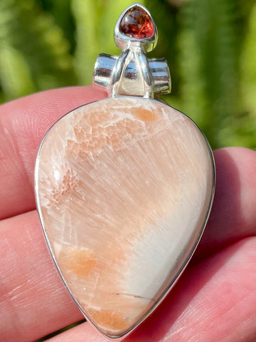 Orange Scolecite and Garnet Pendant - Morganna’s Treasures 