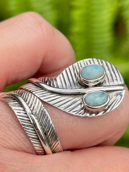 Larimar Feather Ring Size 8 - Morganna’s Treasures 