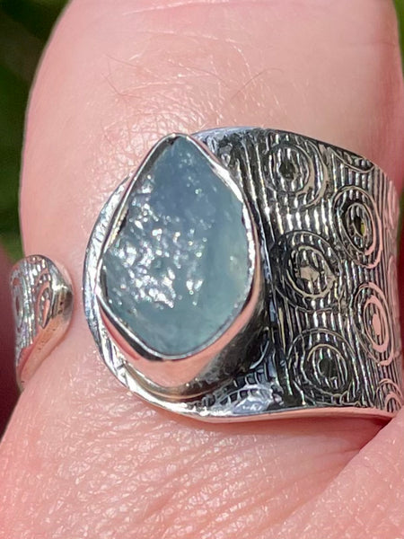 Rough Aquamarine Ring Size 8 Adjustable - Morganna’s Treasures 