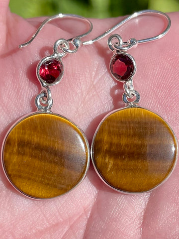 Tigers Eye and Garnet Earrings - Morganna’s Treasures 