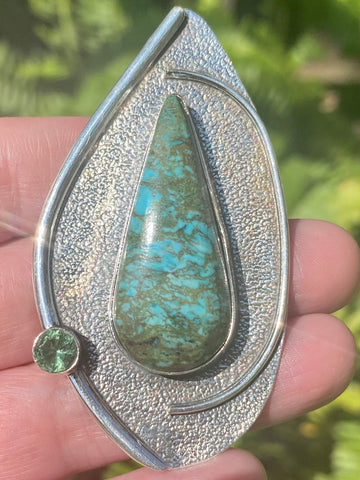 Chrysocolla and Green Amethyst (Prasiolite) Pendant - Morganna’s Treasures 