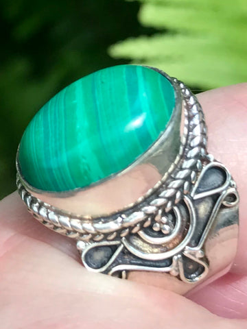 Malachite Cocktail Ring Size 7.5 - Morganna’s Treasures 